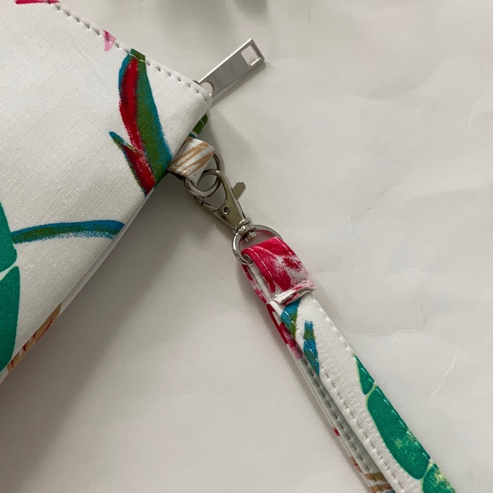 Palm Leaf/Floral Print Wristlet/Cosmetic Bag - Picture 3 of 8